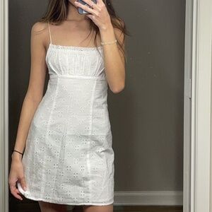 White Lace Mini Dress - Pull & Bear
